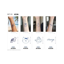 Minimal 5 Cm Yarı Kalıcı Geçici Dövme 4 Adet Birden Aylık Mini Set 4