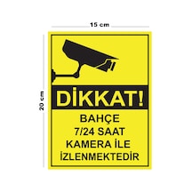 Metal Bahçe 7 24 Saat Kamera İle İzlenmektedir 15cm X 20cm Uyarı Levhası Yönlendirme Tabelası