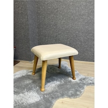 Trend Naturel Krem Ahşap Ayak Uzatma Pufu Makyaj Koltuğu Bench Tabure
