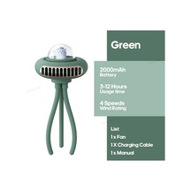 Goldenqian Karikatür Arabası Fan 2000mah Taşınabilir Katlanabilir Mini Bladeless Küçük Fan Elektrikli Fan İle Bebek Arabası İçin Silikon Klip Green