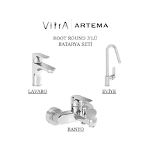 Artema Root Round Lavabo Banyo Eviye Bataryası 3'lü Set A42705-A42725-A42742 Krom