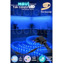 4 Metre Neoglow Led Şerit Işık Tak Çalıştır 12v Fişli Mavi Aydınlatma Bandı 60 Çipli Led Set