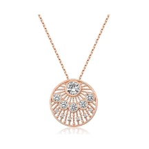 925 Ayar Gümüş Etnik Desenli Rose Kadın Gümüş Kolye