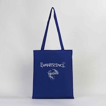 Evanescence Logo Ve Yazı Mavi Gabardin Bez Çanta