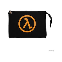 Zepplin Giyim Half Life Logo Pocket Siyah Clutch Astarlı Cüzdan / El Çantası