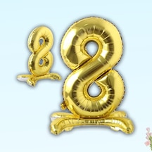8 Rakam Ayaklı Folyo Balon. 65 CM - Altın