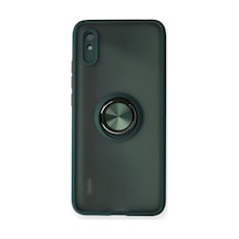Xiaomi Redmi 9a Uyumlu Kılıf Montreal Yüzüklü Silikon Kapak - Yeşil