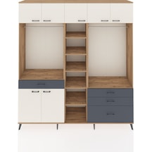 Hyperion Dolap 11 Raflı 4 Çekmeceli 2 Askılı 220x44x243 Çam-aytaşı/antrasit Aytası/antrasıt
