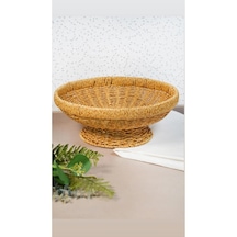 Yuvarlak 28cm Ayaklı Meyvelik 700695 Dekoratif Hasır Masa Üstü Me
