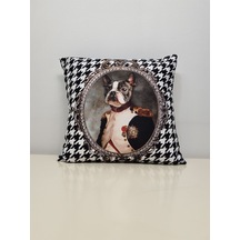 Köpek General Boston Terrier Kaz Ayağı Desen Kırlent Kılıfı Renkli
