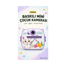 Cmr90 Çocuklar İçin Anında Baskılı Mini Dijital Kamera 1080p Çift Kameralı Mor Kedi - 902064815