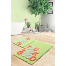 GOOD NEON YEŞİL 2 LI SET Banyo Halısı, Paspas