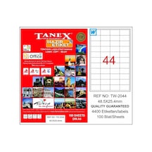 Tanex Tw-2044 48.5Mmx25.4Mm Etiket 100 Tabaka