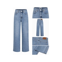 Rich Star Zara Model Kesik Paça Bayan Kot Pantolon Rich967-8036 Kar Yıkama Mavi