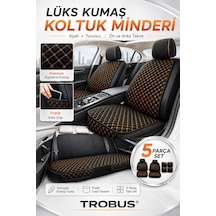 Mercedes W210 1995-2002 Üniversal 5 Parça Kapitone Desen Kumaş Oto Koltuk Minderi Siyah Turuncu