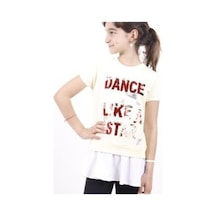 Toontoy Kids Toontoy Kız Çocuk Dance Pul Nakışlı Tişört Siyah