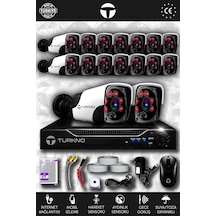 Turkno 16 Kameralı Pania 16 Dış Kamera Set HDD'siz Full HD Gece Görüşlü Güvenlik Kamerası Sistemi