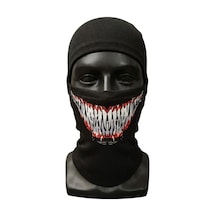 Womanandkids Wak Unisex Tam Yüz Balaklava Diş Desenli Kışlık Maske Nefes Alan Esnek Kask Altı Boyunluk Yumuşak Viskoz Siyah