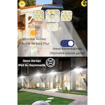 Technosmart 180 Led 4 Başlıklı Solar Hareket Sensörlü Bahçe Duvar Lambası 270 Ip65 2400 Mah