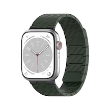 Sh Movenchy Apple Watch Uyumlu 45mm Carbon Steel Kordon - Koyu Yeşil Najmaddin