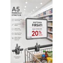 A5 Mandallı Etiketlik Fiyatlık Sepet Raf Askılık Fiyat Etiketi Çerçeveli Market Mağaza Gri
