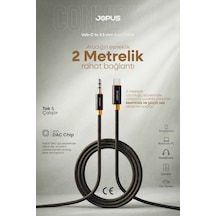 Jopus İphone Android Uyumlu - Type-c To 3.5mm Aux Ses Kablosu - Tak Çalıştır Aux Örgülü - 2 Metre Ja-12