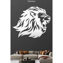 Yırtıcı Aslan Metal Duvar Tablosu - Metal Duvar Sanatı - Beyaz - 30 X 30 Cm