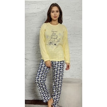 Novavita Yenihayat Sarı Yazı Baskılı Pijama Takımı