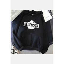 Blue Lock Siyah Kapşonlu Sweatshirt