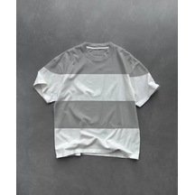 Nnstartshopping Unisex Bisiklet Yaka Parçalı T-shirt - Gri Gri