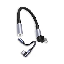 Type-c To 3.5 Mm Aux Kulaklık Çevirici L Tipi 90 Derece Ses Dönüştürücü Adaptör