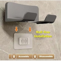 Saç Kurutma Makinesi Tutucu Banyo Organizeri: Duvara Monte Edilebilir, Pratik Depolama Çözümü Antrasit