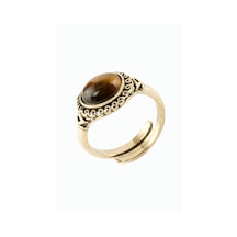 Oval - 262 - Doğaltaşlı Otantik - Nazblsmm - Yüzük Kaplangözü Bronz