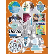 Sağlıkçı Temalı Sticker Seti Laptop Ajanda Notebook Tablet Telefon Defter Etiket Bullet Journal Diğer