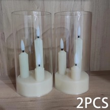 Meridiangoods 2'li Led Dekoratif Işıklar, Titreşen Sıcak Işık Efekti, Pilli Dekoratif Lamba Diğer