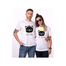 Tshirthane Cat King Cat Queen Sevgili Kombinleri Tshirt Kombini Beyaz