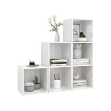 Kitaplık Ofis Dolabı Beyaz 6 Raflı 90 Cm Beyaz