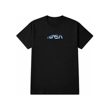 Nasa Logolu Uzay Desenli Unisex Oversize T-shirt %100 Pamuk Street Style Yazlık Günlük T-shirt Siyah