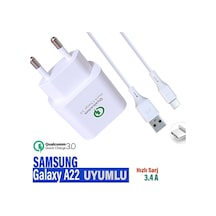 Samsung Uyumlu A22 Hızlı Şarj Cihazı Type C Adaptör 18w Ve Şarj Kablosu