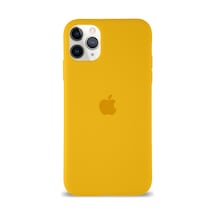 Apple Uyumlu  iPhone 11 Pro Max ile Logolu Silikon Kılıf Altı Kapalı İçi Kadife Lansman Arka Kapak