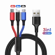 Hp-11 3 İn 1 Hızlı Şarj Kablosu 2.4a 120 Cm Type-c Usb Micro İpho