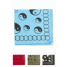 Yin Yang Desenli Keten Bandana 50 50 Standart