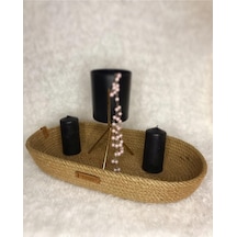 Hasır Sepet, Oval Jüt Sepet, %100 Doğal Hasır Sepet, Çok Amaçlı Dekoratif Hasır Sepet, Organizer 001