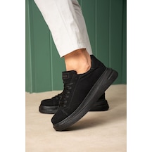 Bağcıklı Erkek Sneaker Siyah Süet Siyah Taban