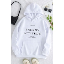 Energy Baskılı Oversize Sweatshirt Beyaz