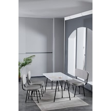 Mygusi Hayat 2 Sandalyeli 1 Bench Mutfak Masası Beyaz Açikgri
