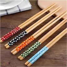 10 Adet Bambu Desenli Yıkanabilir Çin Çubuk - Sushi, Ramen Ve Noodle Yemek Çubukları Seti Diğer
