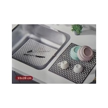 Dikdörtgen Silikon Lavabo Buzluk Matı 33x28 Cm Antrasit Renk 1 Adet Isglvb112 Açık Bej