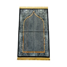 Albion Mihrab Motifli Kadife Seccade Siyah