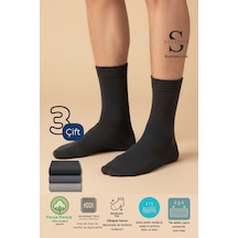 Socketta 3'lü Karışık Renkli Erkek Business Pamuk Dikişsiz Takviyeli İnce Yazlık Soket Çorap - Premium Antrasit-füme-gri